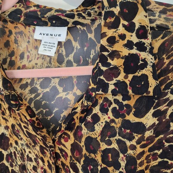 The Avenue Womens sz 26/28 Blouse Animal Print Button Front Leopard Cheetah Vtg - Picture 10 of 15